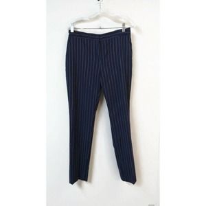 Brooks Brothers WM 4 Pants Blue Pinstripe 2 Back Pockets Flat Front